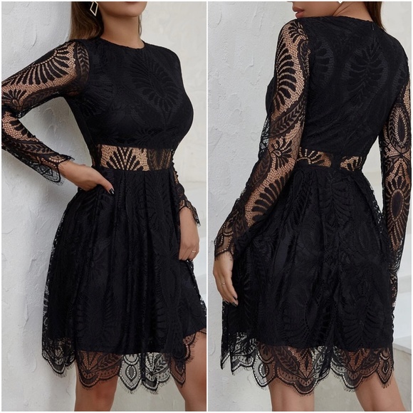 Luxe Floral Print Sheer lace Party Evening Dress - Picture 5 of 8